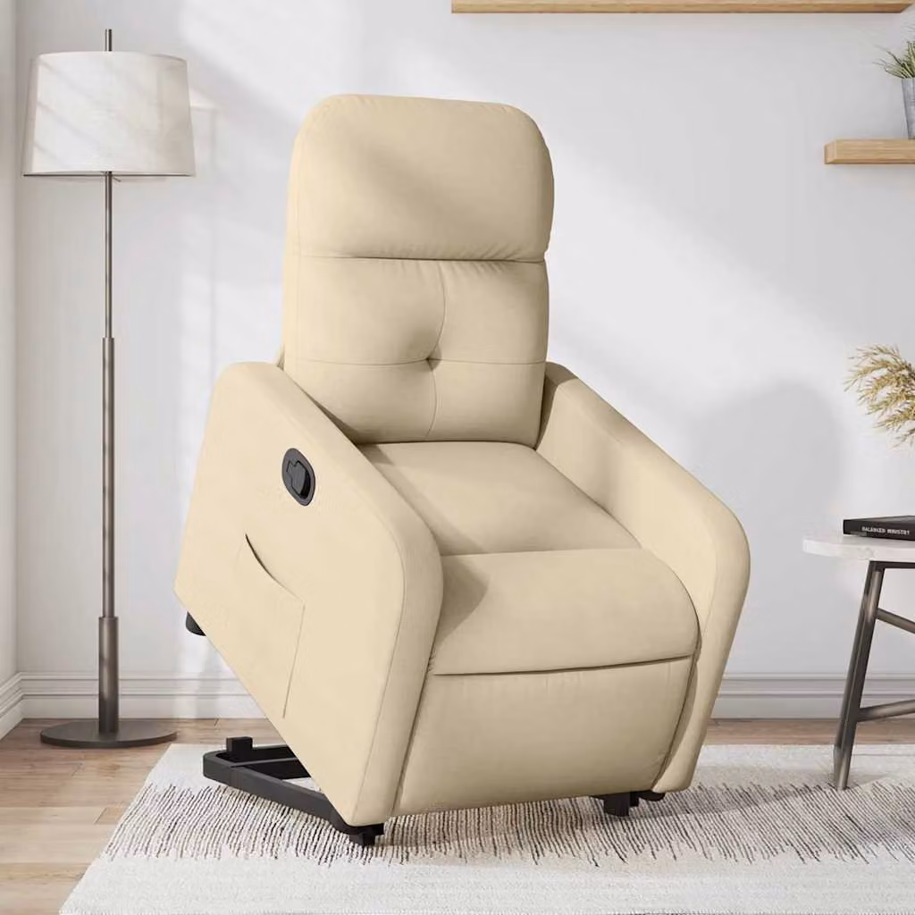 vidaXL Poltrona Alzapersona Reclinabile Beige in Tessuto con Assistenza Elettrica