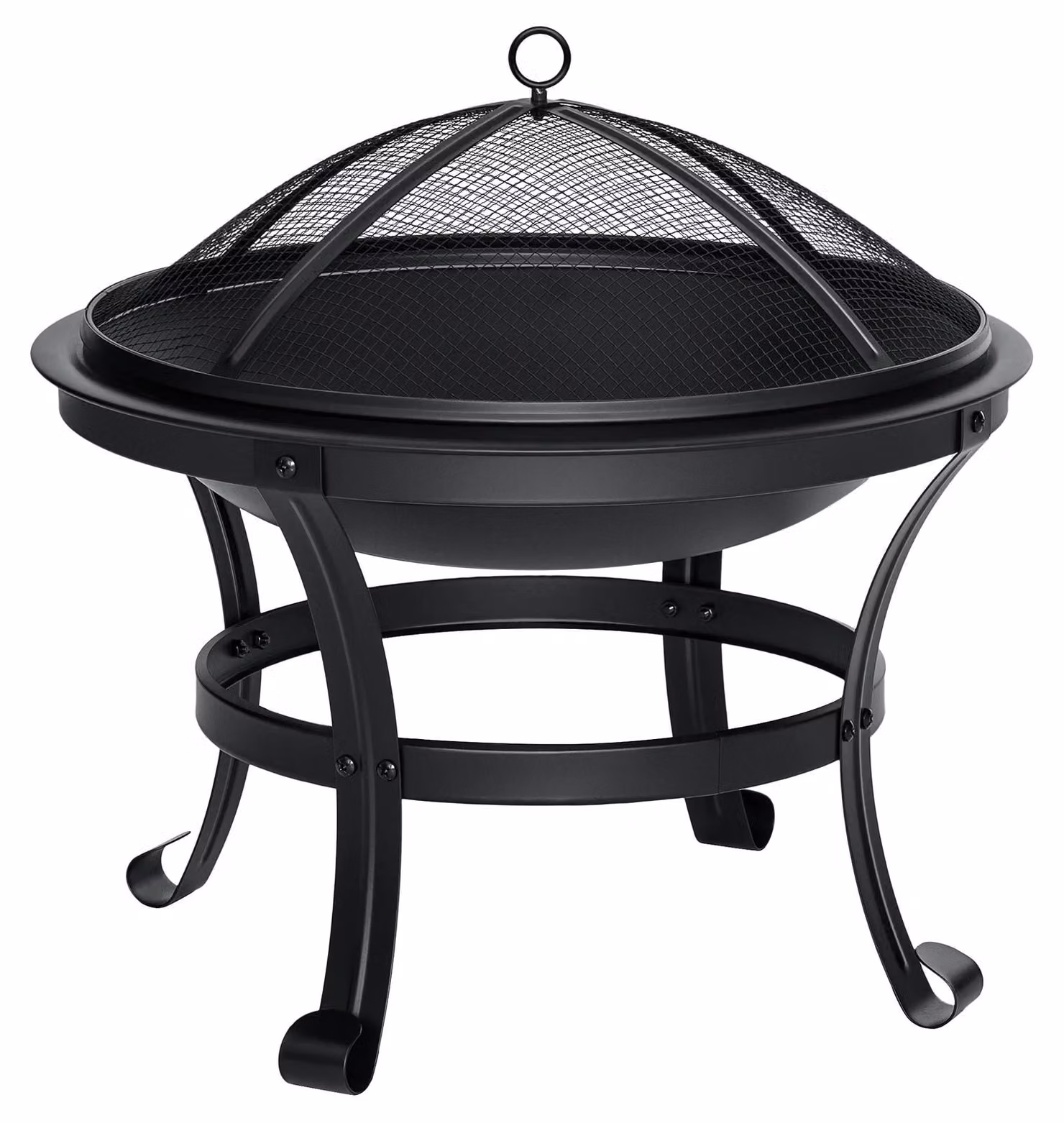 Focolare da esterno per campeggio e barbecue - Braciere rotondo da 56 cm - Stufa a legna per giardino - Griglia per barbecue per terrazza e campeggio - Struttura in acciaio robusta - Colore nero