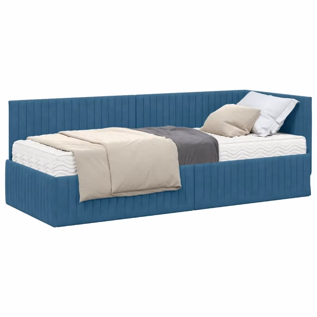 Letto Angolare con Materasso 2 Pezzi vidaXL in Velluto Blu L 80 x P 200 cm – 2