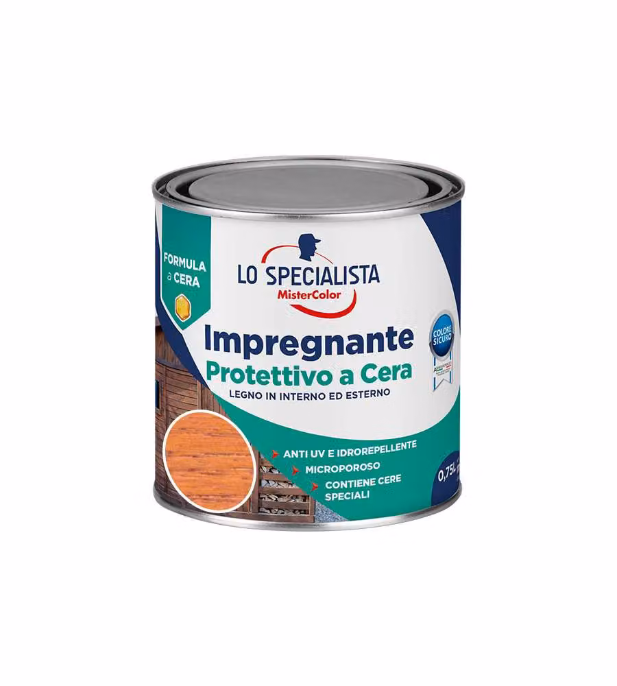 Lo Specialista Impregnante Cera Acqua 0,75L Mogano Anti UV Legno