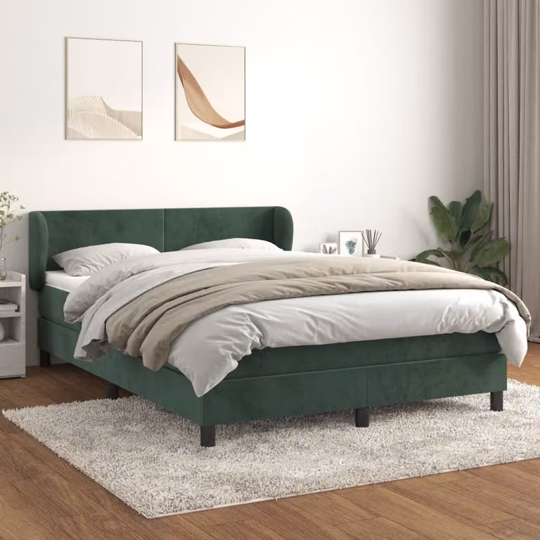Maison Exclusive - Giroletto a Molle con Materasso Verde Scuro 140x200 cm Velluto