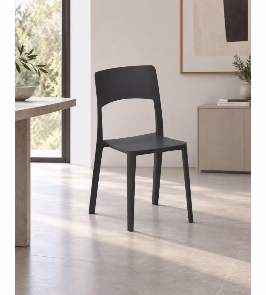 Domo Mea Sedia Antracite Stil 44x52x84 cm in Polipropilene Impilabile