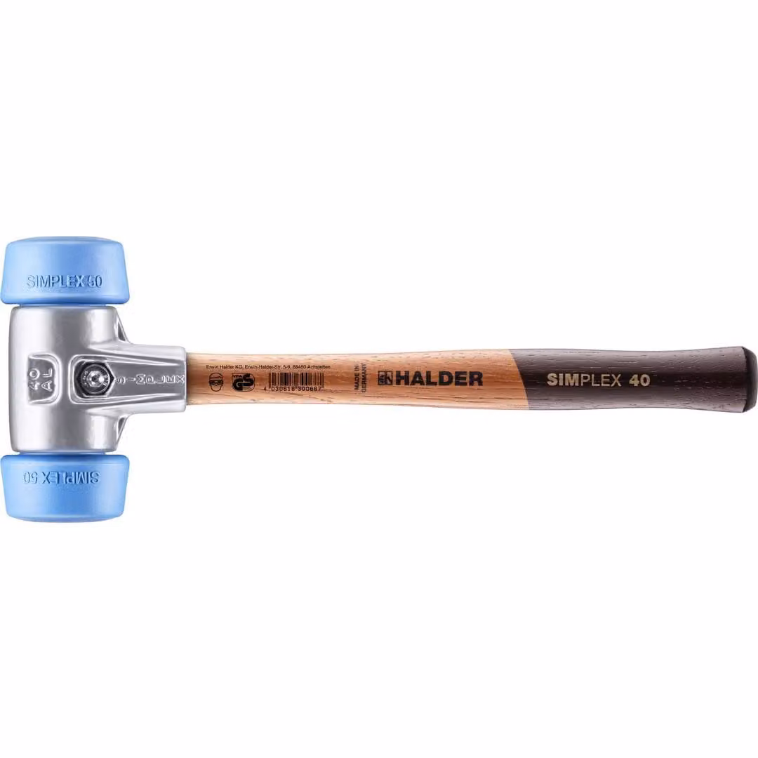 Mazza SIMPLEX soft-face con alloggiamento in alluminio e manico in legno, Ø 50:40, TPE-soft