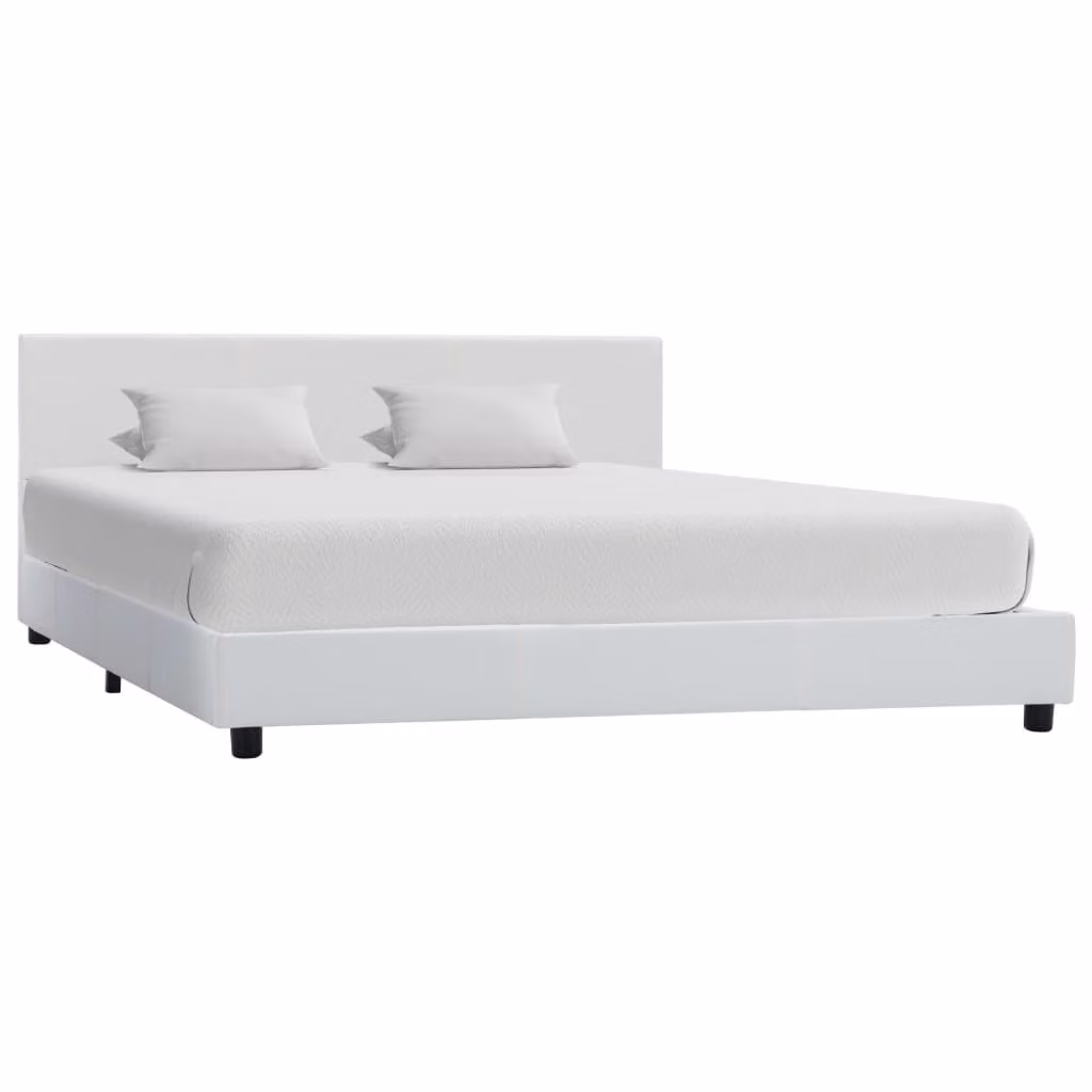 The Living Store Struttura letto in ecopelle bianca 140x200 cm