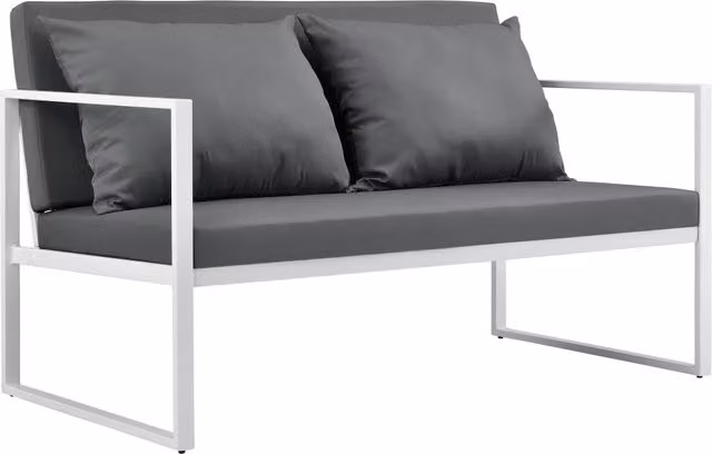 Divano da esterno Lerum casa.pro per 2 persone con cuscini, Bianco e Grigio