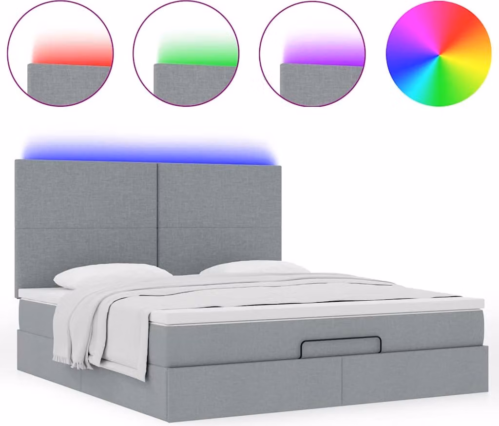 Struttura Letto Pouf con Materasso 180x200 cm in Tessuto