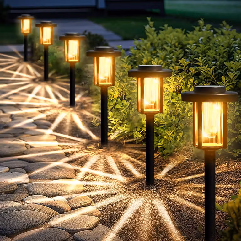 Lampade solari a LED per esterni, confezione da 6, luce bianca calda, impermeabili