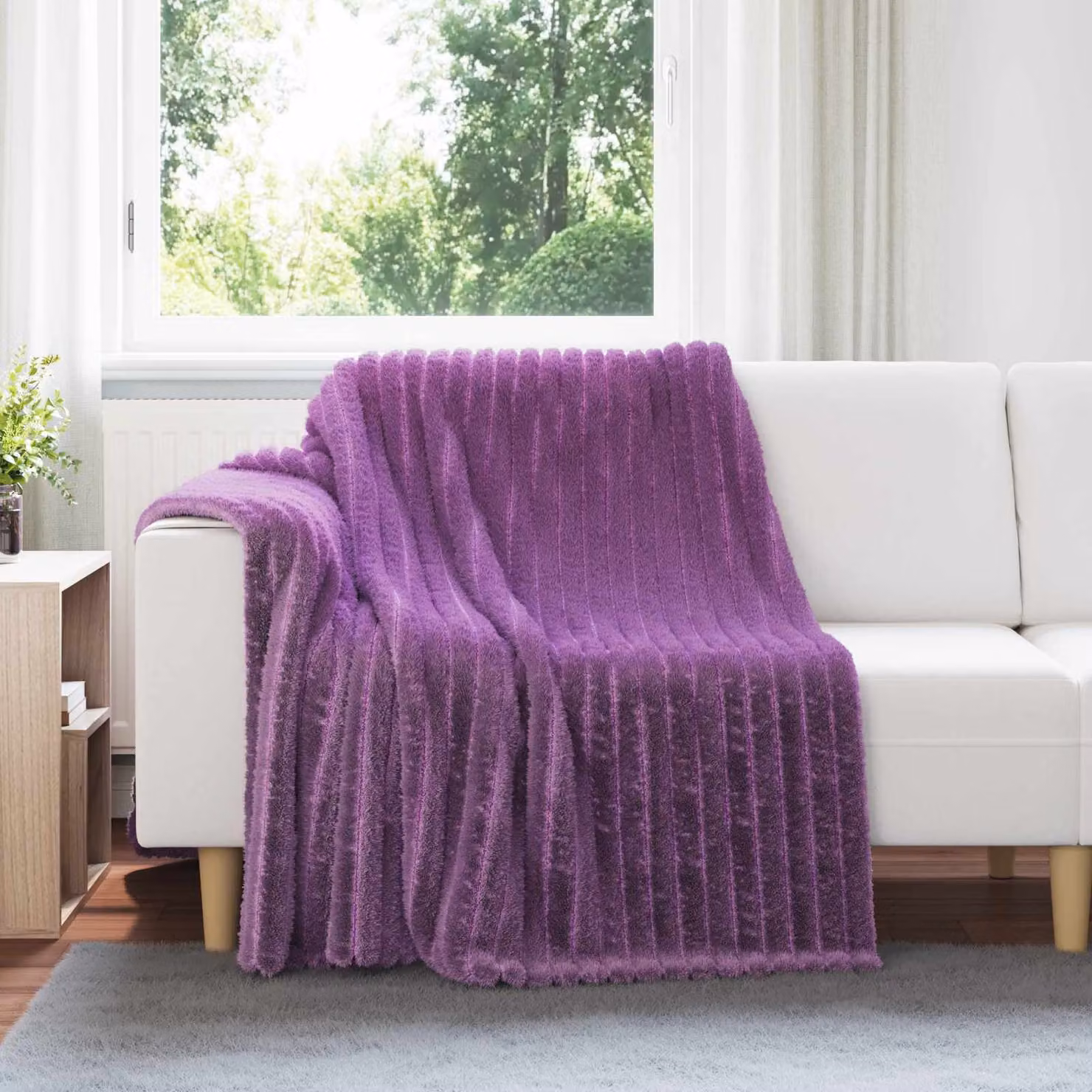 Set di 6 coperte in pile vidaXL viola, L 200 cm x P 150 cm