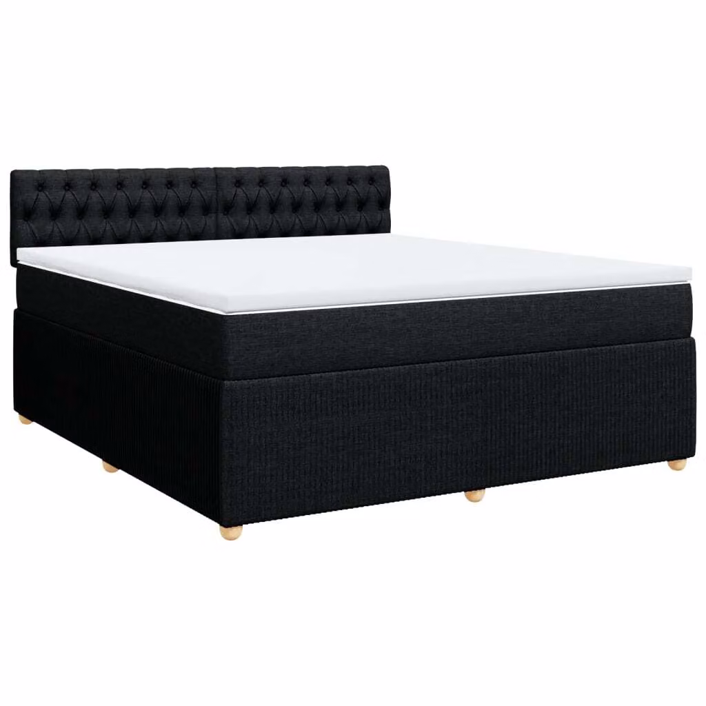 Giroletto a Molle con Materasso Nero 180x200 cm in Tessuto