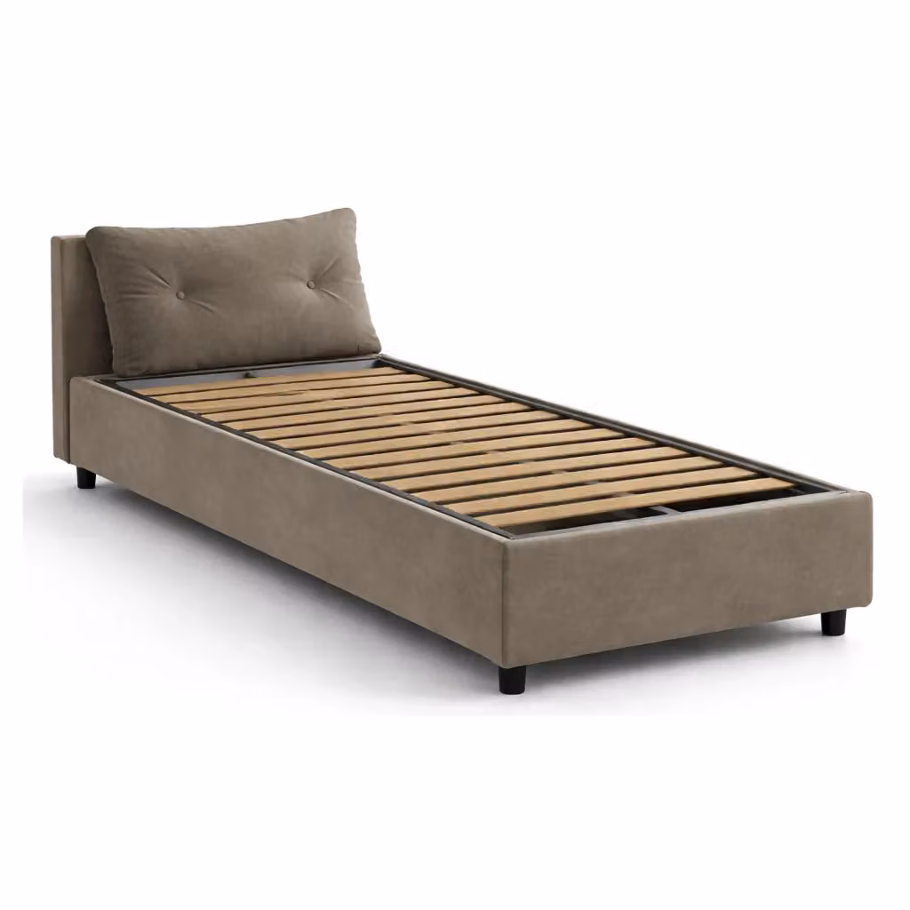 Letto singolo contenitore Amaro di Talamo Italia con rivestimento in tessuto beige, adatto per materasso 80x190 cm – 2