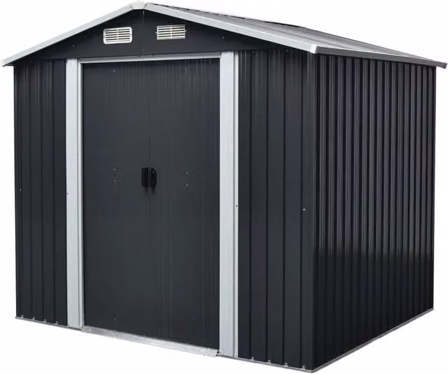 Casetta Box da Giardino in Lamiera di Acciaio 213x191x195 cm Antracite