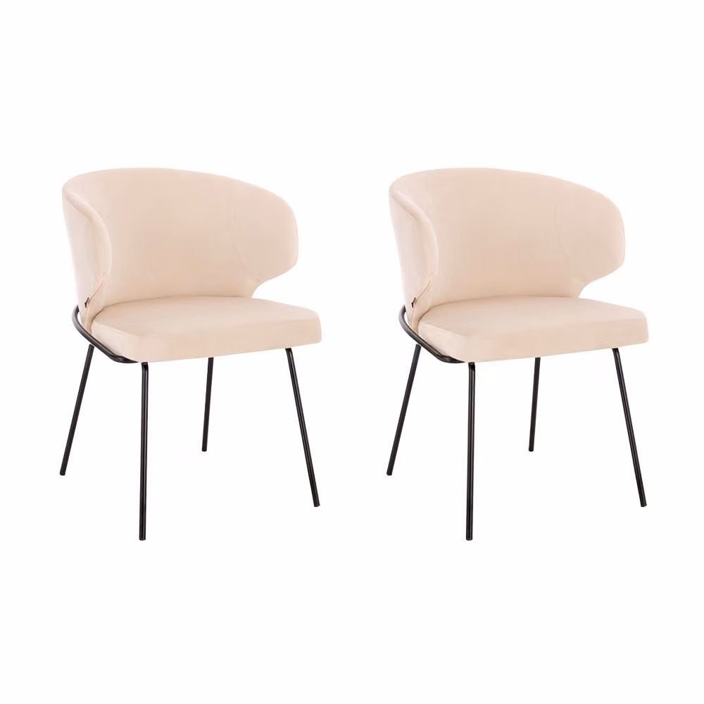 Home Deluxe - Sedia imbottita AMARA- 2 pezzi, colore: beige velluto - imbottitura morbida, carico massimo 120 kg I Sedia da cucina Sedie da pranzo Sedie da pranzo