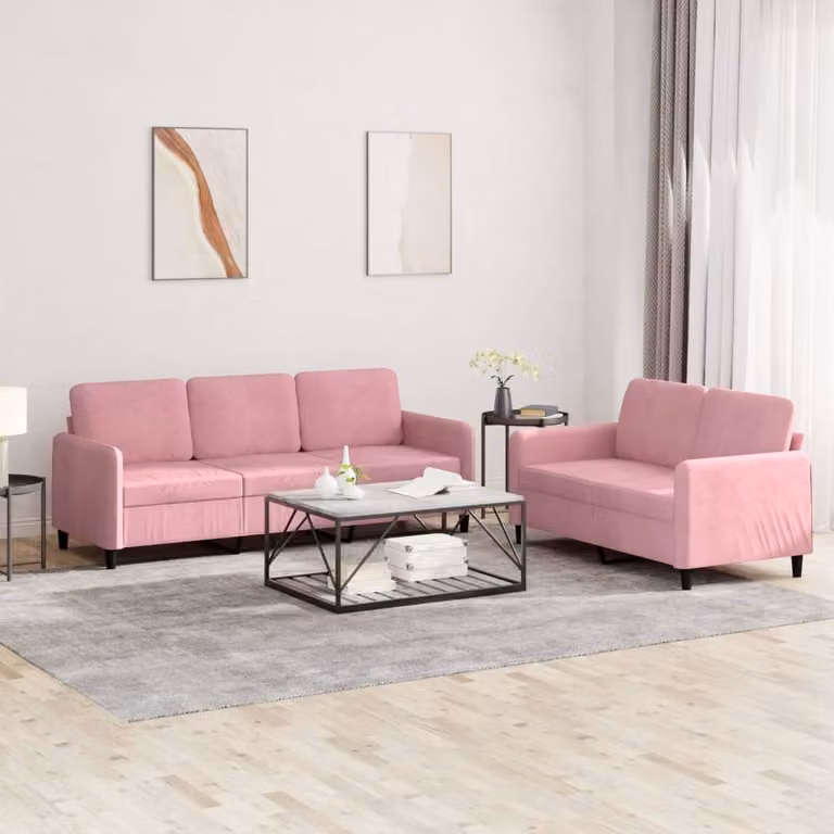Maison Exclusive - Set divano a 2 posti in velluto rosa