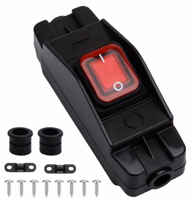 Interruttore a connettore coassiale, grado di protezione IP66, 230V, 16A, 2 poli, con LED rosso