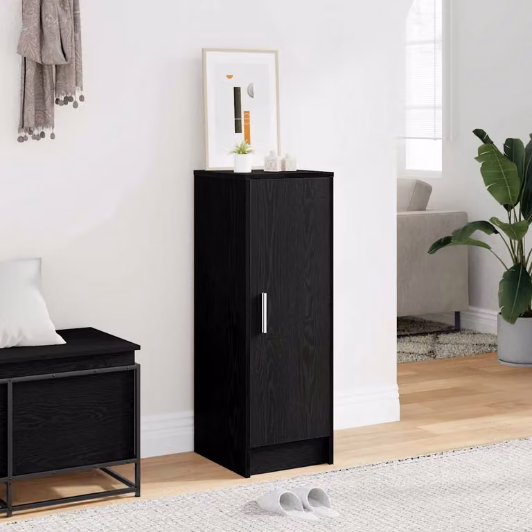 Mobile porta scarpe moderno vidaXL in legno e MDF nero e argento L 32 cm x P 35 cm x H 92 cm