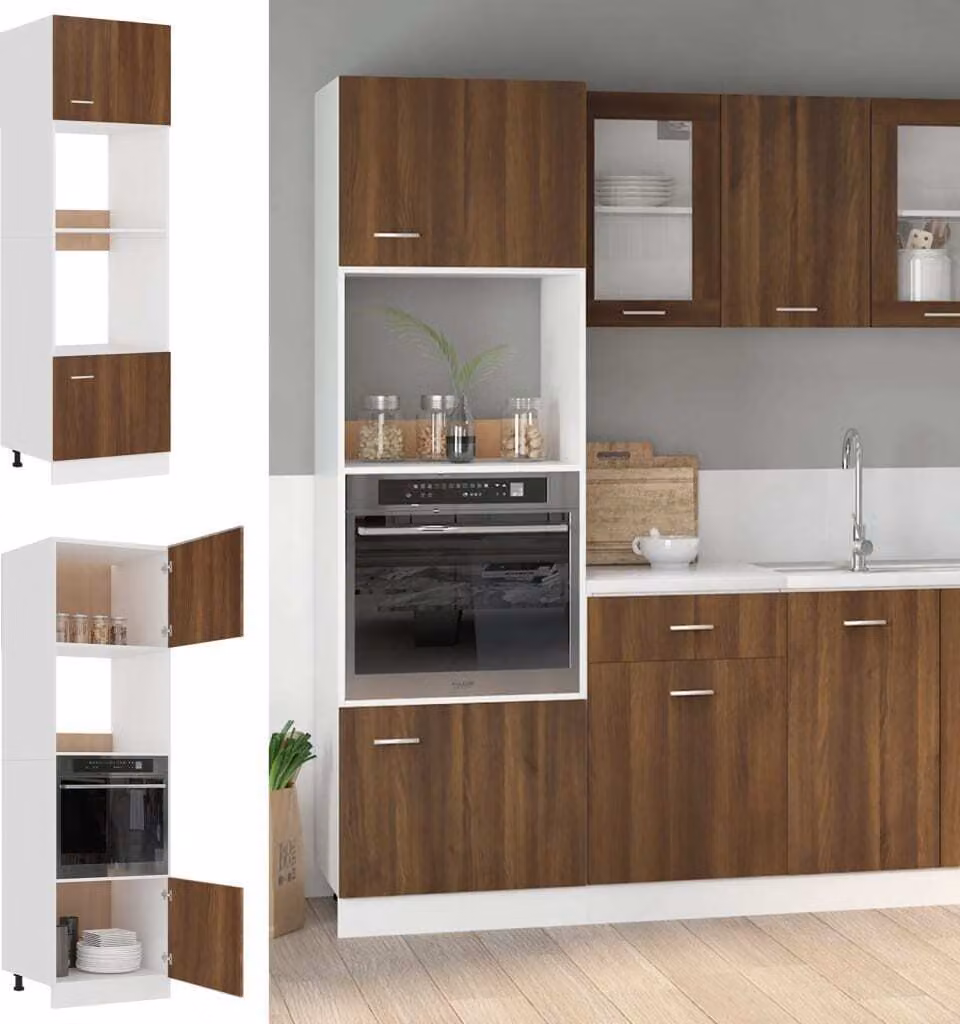 The Living Store Armadio per microonde effetto rovere marrone 60x57x207 cm