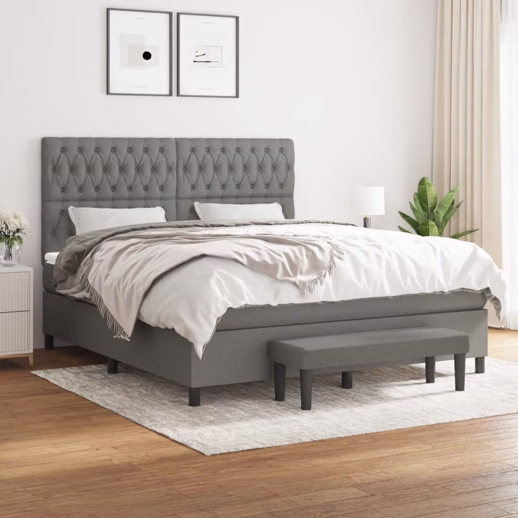 Maison Exclusive - Giroletto a Molle con Materasso Grigio Scuro 180x200 cm Tessuto