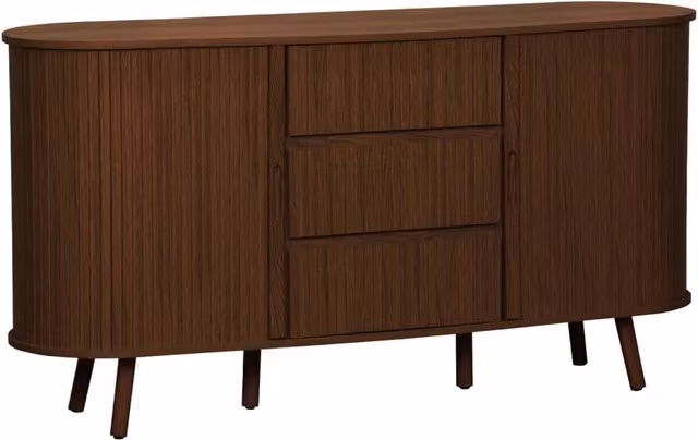 Credenza scandinava effetto legno scanalato 2 ante scorrevoli, 150cm,