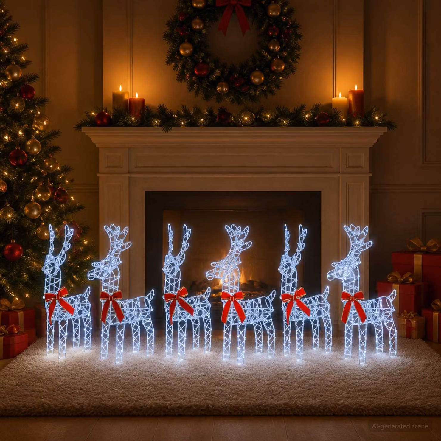 vidaXL Renna di Natale 6 pz 360 LED Bianco freddo 33 x 12 x 55 cm