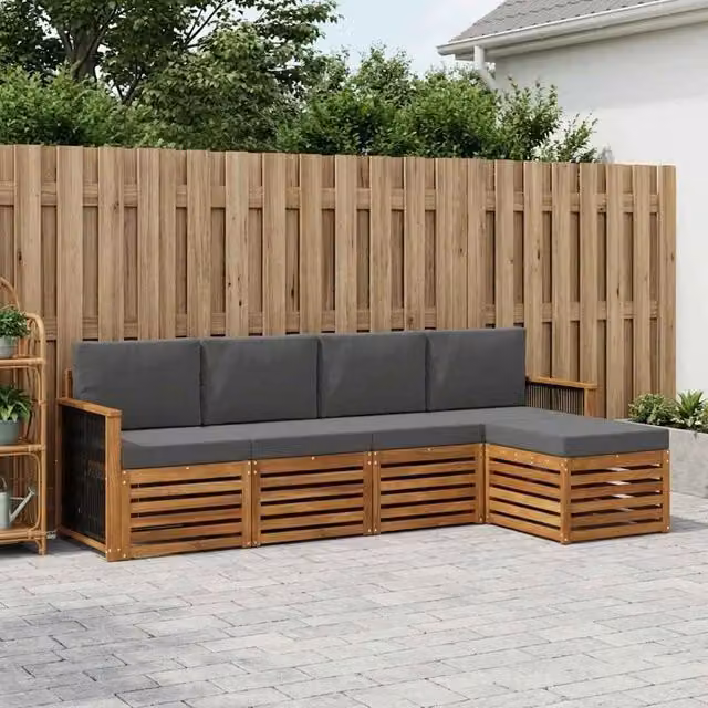 Set di divani da esterno 5 pz Naturale e Antracite 3384233