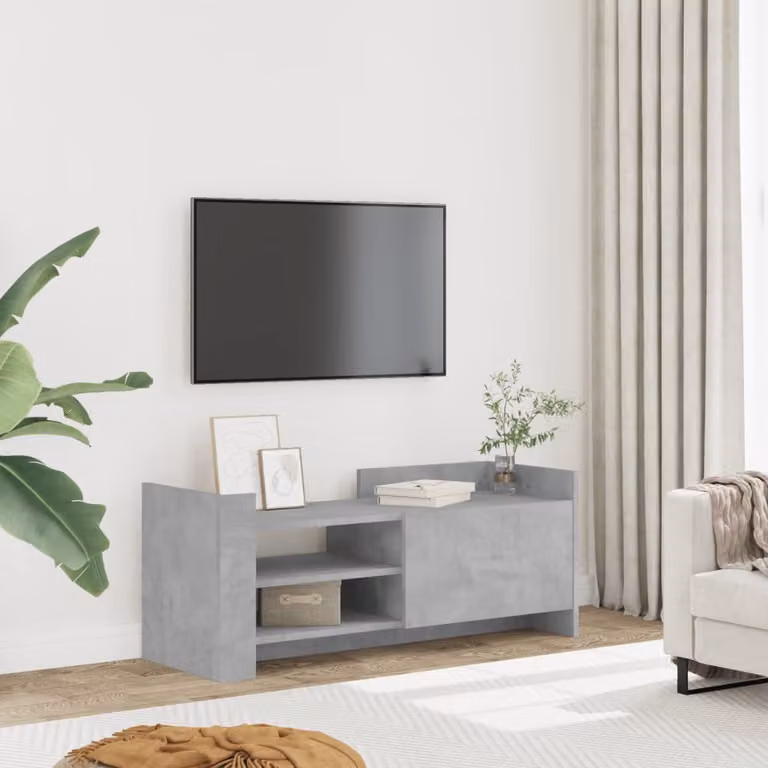 Mobile TV moderno vidaXL in legno e MDF, colore grigio cemento, L 100 cm x P 35 cm x H 40 cm