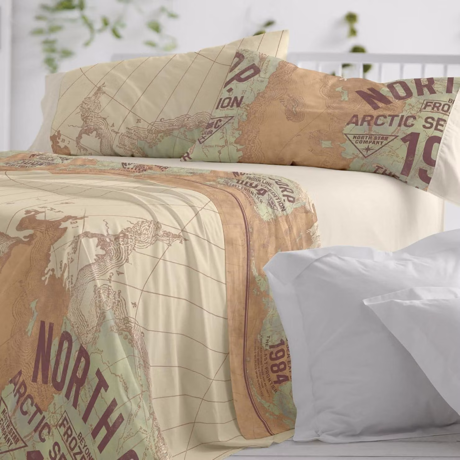 Set di lenzuola bianche, per letto di 150-160 cm (+ altre misure disponibili), design 101, color terra (150-160 x 190/200 cm)