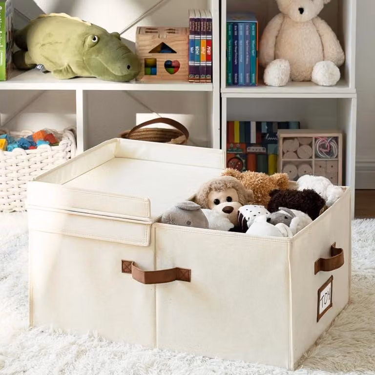 Dailygoods - Contenitori di stoccaggio extra grandi da 55 litri - Contenitori con coperchio - Cesti in tessuto - Organizzatori per armadi - Maniglie - Divisori