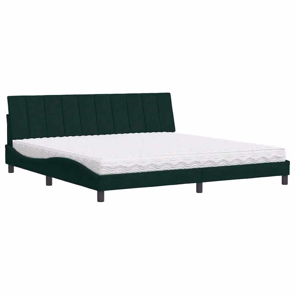 Letto con Materasso Hanko vidaXL in Velluto Verde Scuro L/P/H: 220 x 205 x 200 cm – 2