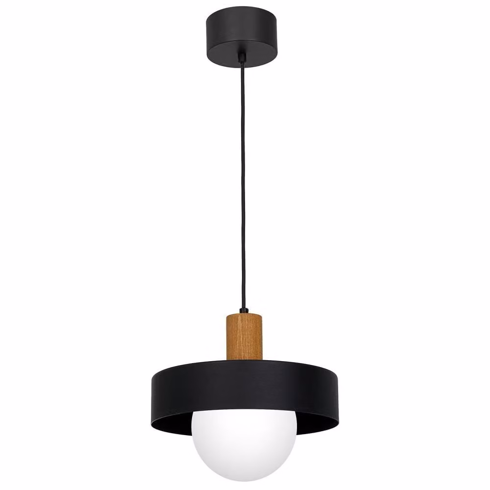 Lampada a sospensione Canan nero opaco-legno chiaro-bianco 1xE27x15W metallo dim.: 110x29x29 cm IP20 Luminex