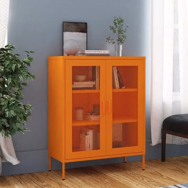 vidaXL Armadietto in Acciaio Arancione con Ripiani Interni e Ante a Battente, L: 80 cm, P: 35 cm, H: 101,5 cm