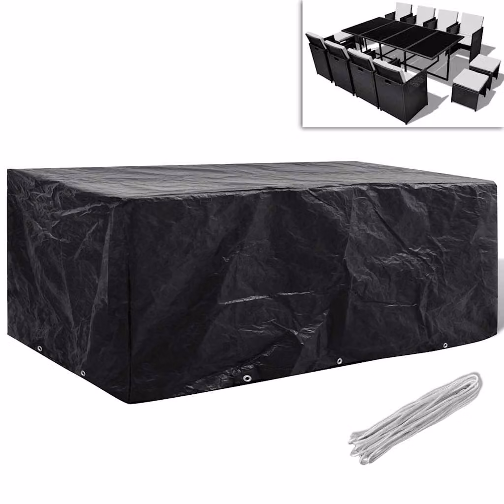 Copertura per mobili da giardino vidaXL con 8 occhielli, colore nero, L/P/H: 229 x 113 x 73 cm