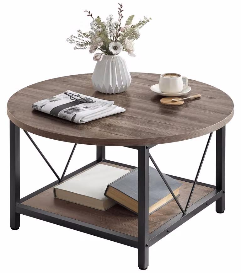 YITAHOME, tavolino rotondo, 80x80x46 cm. Tavolino rustico in legno per il soggiorno