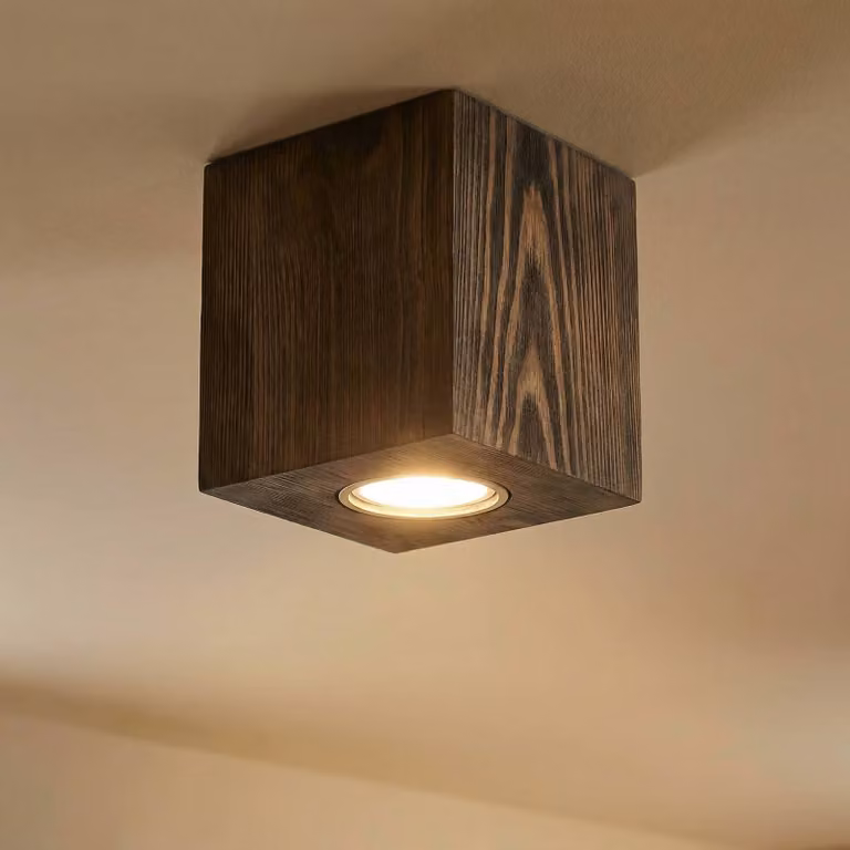Plafoniera soffitto Tuni BRITOP, dimmerabile, Legno scuro, Soggiorno / Sala da pranzo, Legno, Moderno, Plafoniera