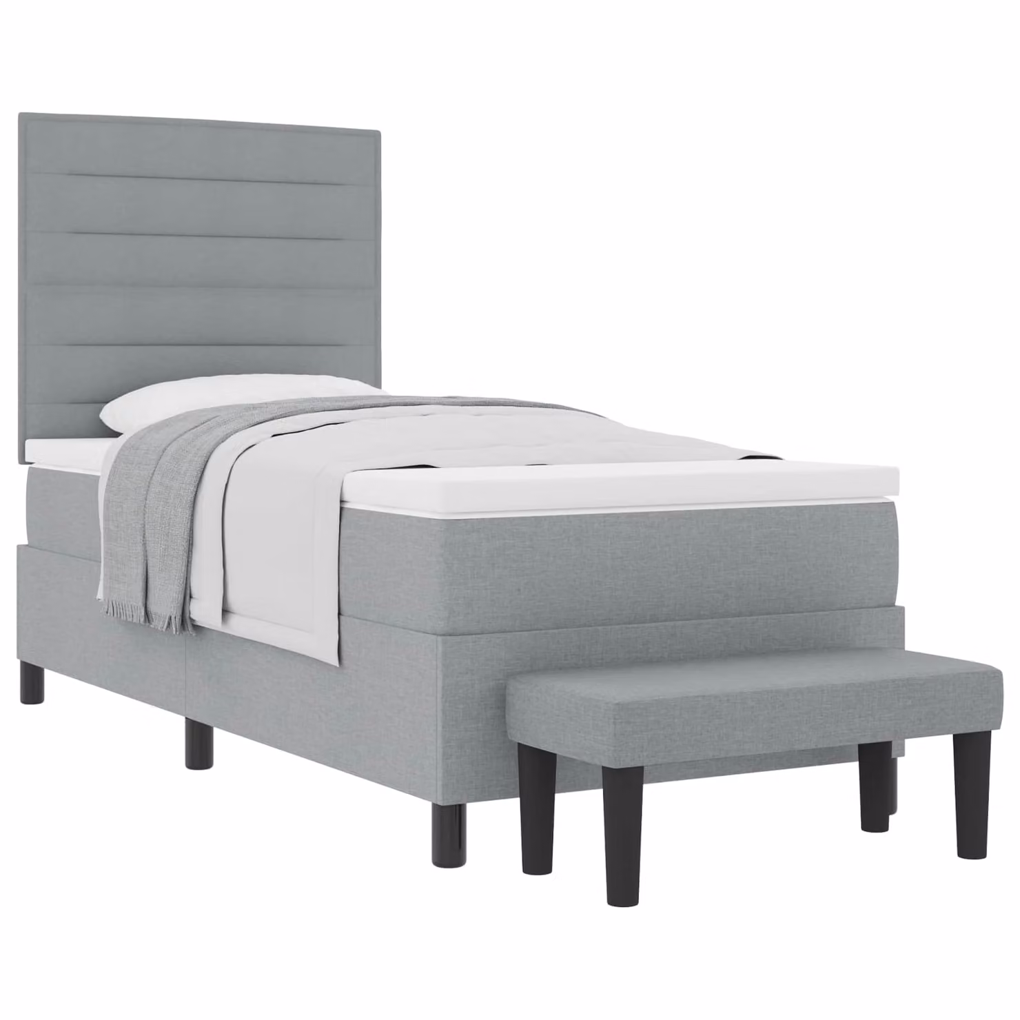 Letto ibrido con molle a tasche e testiera vidaXL, Grigio, L 80 x P 200 cm