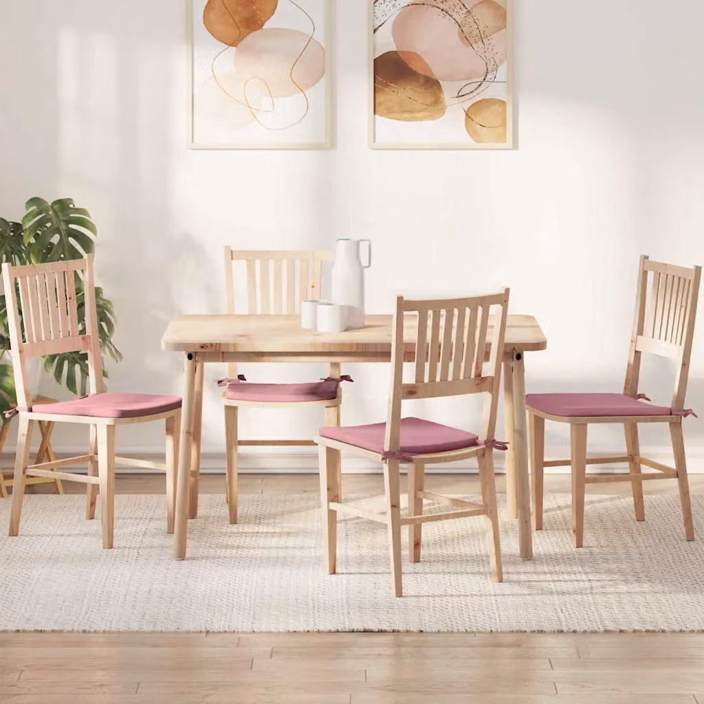 Set di 4 cuscini per seduta ergonomici vidaXL in velluto rosa, L/P/H: 40 x 40 x 3 cm