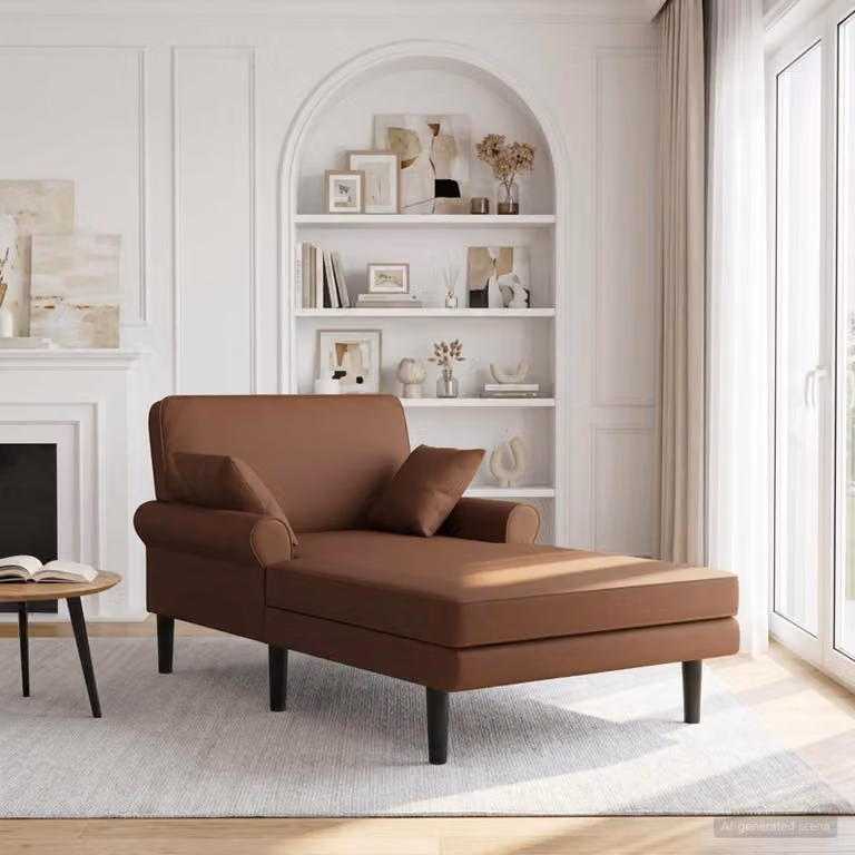 Chaise longue moderna vidaXL in similpelle marrone con cuscini inclusi, L: 174 cm, P: 106 cm, H: 86 cm