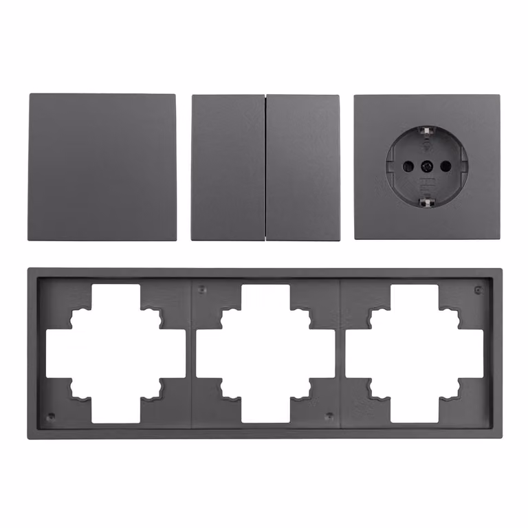 Set di interruttori e prese McPower Shallow "Door 3way", 4 pezzi, connessione a morsetto, antracite, opaco