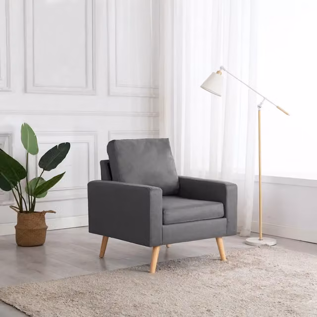 Poltrona-Divano Sedia-Poltroncina Grigio Chiaro in Tessuto 794760