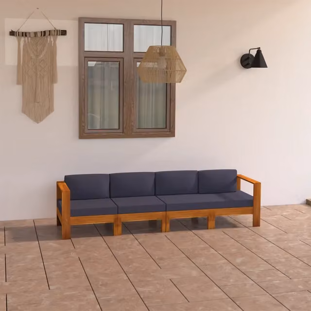 Divano da Giardino 4 Posti Cuscini Grigio Scuro Legno di Acacia 3057947
