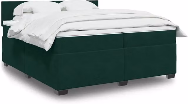 Letto Ibrido vidaXL con Materasso e Struttura in Velluto Verde Scuro e Bianco L/P: 200 x 200 cm – 1