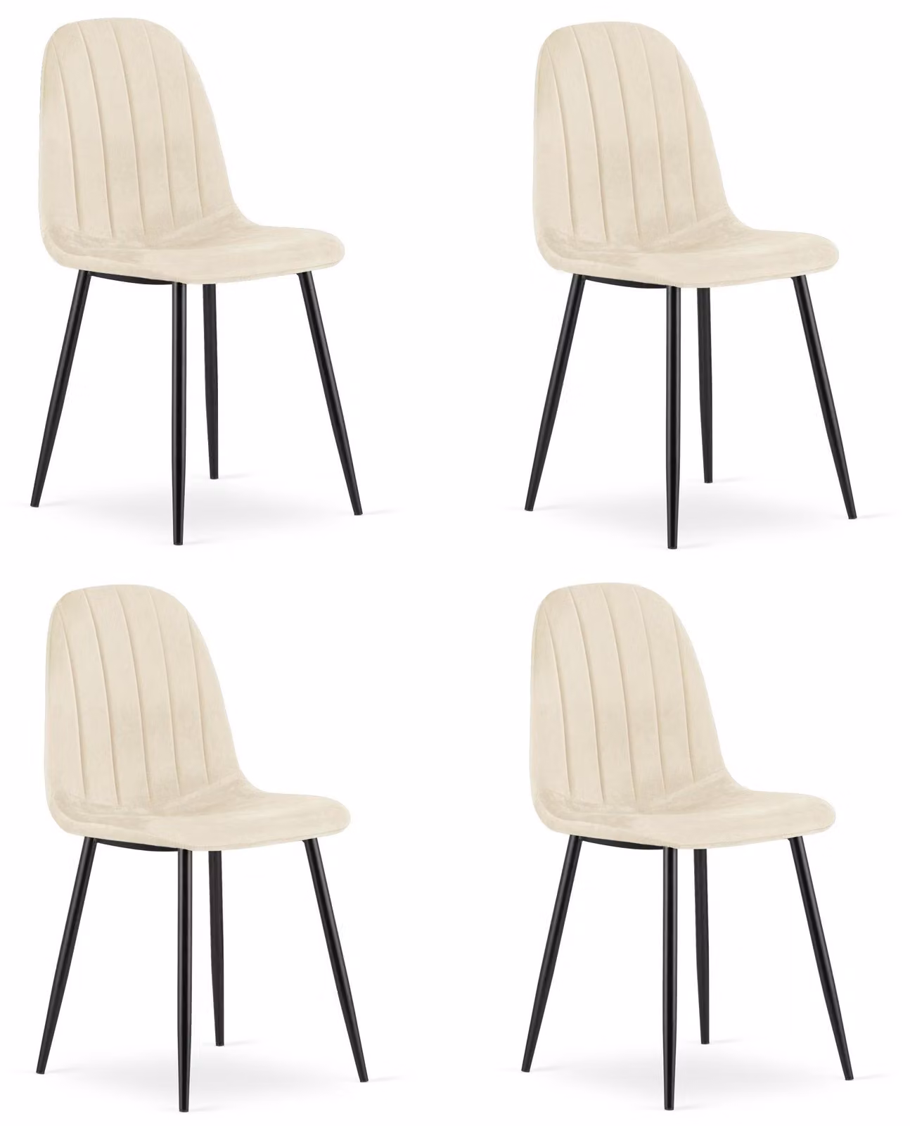 Sedia - Leobert - Padva - Velluto beige chiaro/gambe nere - 44,5 x 53 x 87 cm - Set da 4