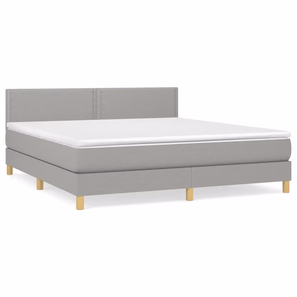 Giroletto a molle con materasso ibrido vidaXL in tessuto grigio e bianco, L: 180 cm, P: 200 cm, H: 88 cm – 2