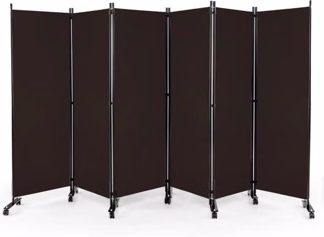 Paravento pieghevole moderno marrone in poliestere per privacy e decorazione L: 334,5 cm, P: 30 cm, H: 172 cm