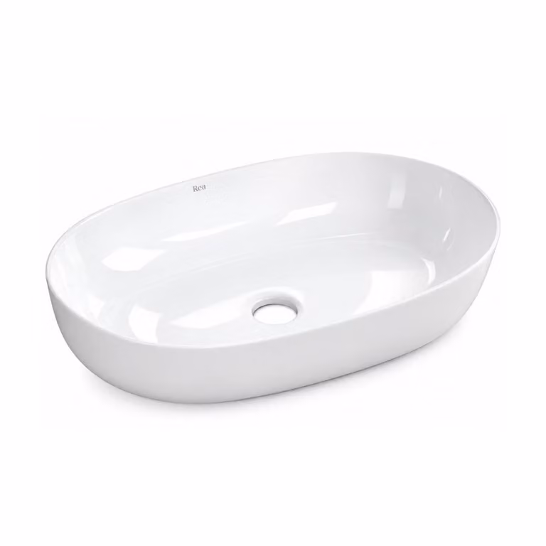 VBChome - Lavabo da appoggio ovale, 60 x 42 x 15 cm, bianco, in Vetroceramica. Design moderno, grande