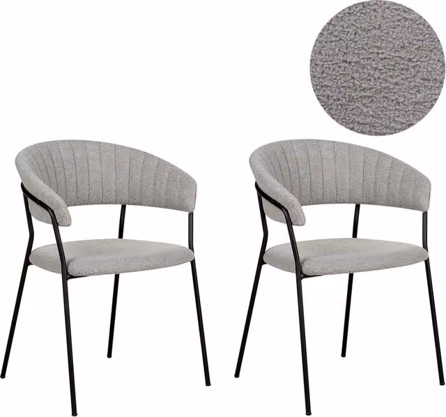 Set di 2 sedie da pranzo moderne BELIANI con braccioli e seduta imbottita in velluto grigio e struttura in metallo – 1