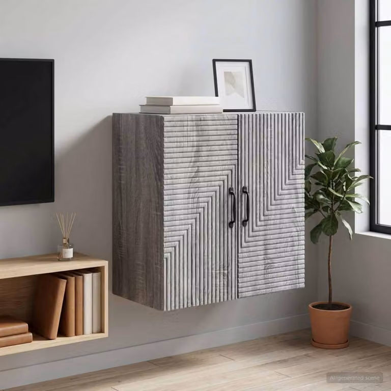Mobiletto a muro moderno vidaXL in legno grigio L: 59 cm, P: 31 cm, H: 60 cm