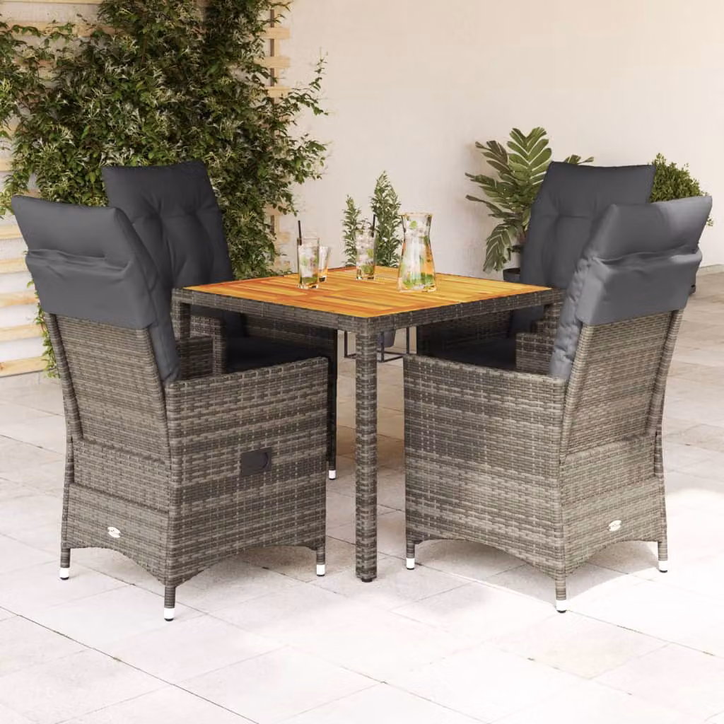 vidaXL Set da Pranzo da Giardino Moderno in Legno di Acacia e Polyrattan Grigio – 1