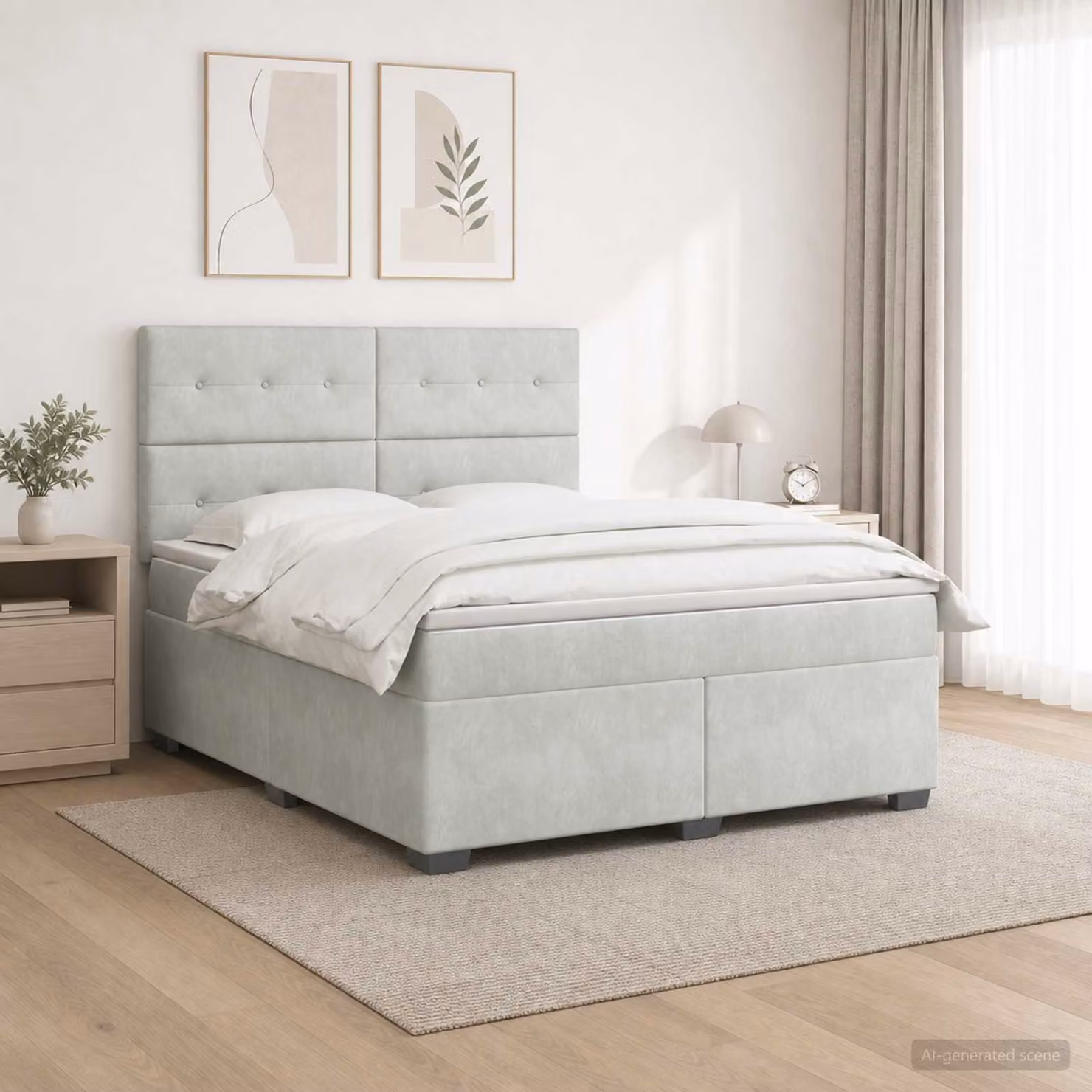 vidaXL Letto box spring moderno in tessuto grigio con materasso a molle insacchettate L: 140 cm, P: 200 cm