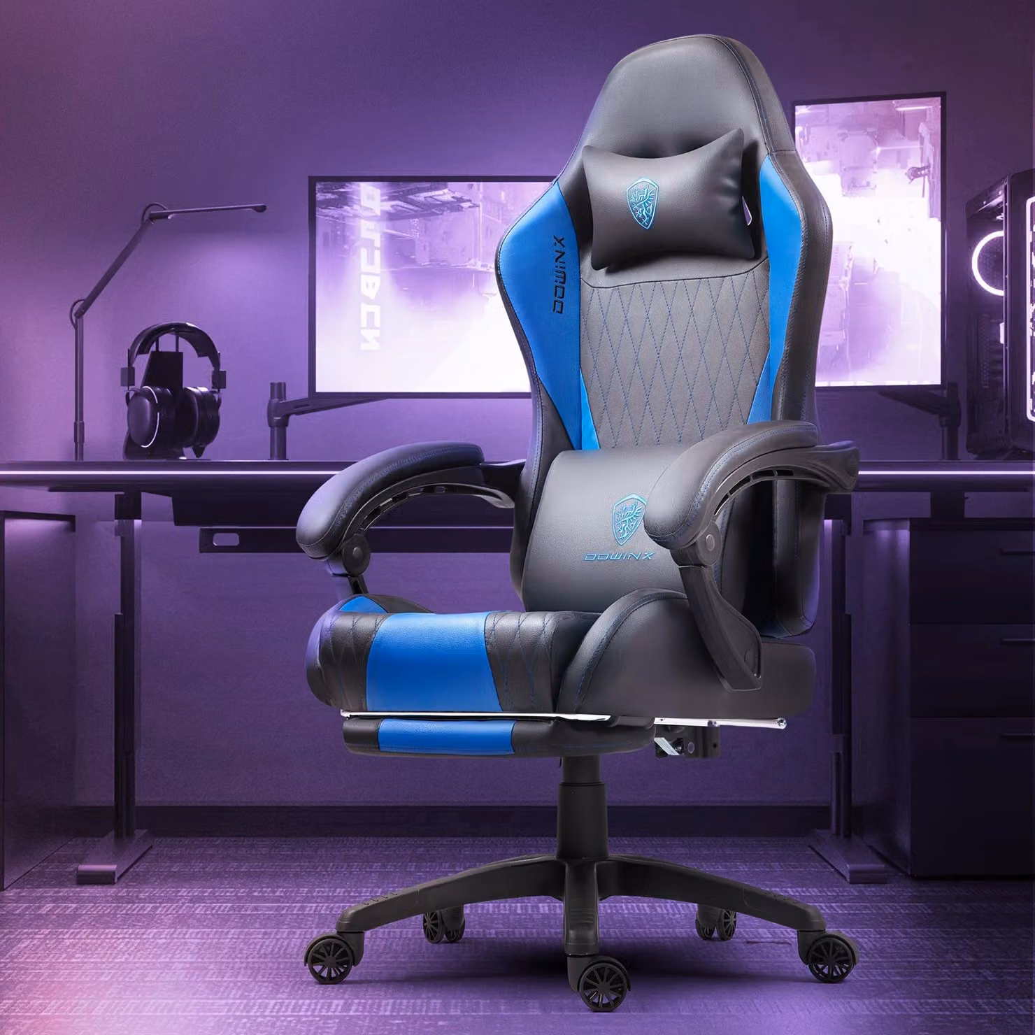 Sedia da ufficio - Sedia da lavoro - Sedia per computer - Sedia da gaming - Sedia ergonomica - Blu - Imbottitura del sedile a molle insacchettate