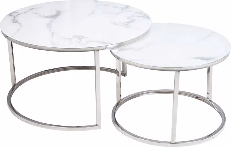 Set di tavolini da soggiorno KURT 1 - marmo bianco / cromo